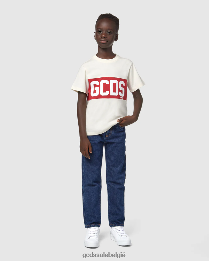Junior T-shirt met logoband kinderen GCDS witkap grijs kleding 4600VF709