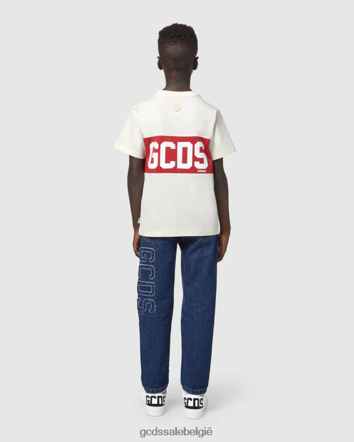 Junior T-shirt met logoband kinderen GCDS witkap grijs kleding 4600VF709