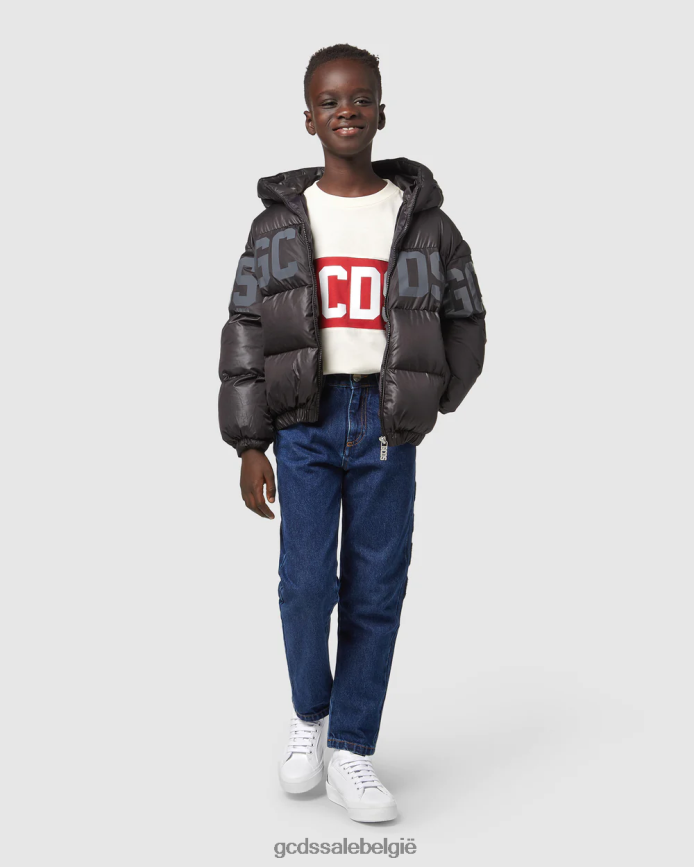 Junior T-shirt met logoband kinderen GCDS witkap grijs kleding 4600VF709