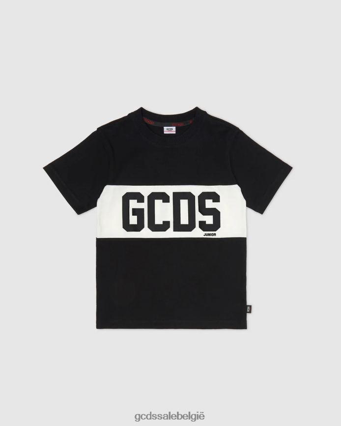 Junior T-shirt met logoband kinderen GCDS zwart kleding 4600VF710