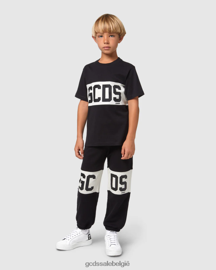 Junior T-shirt met logoband kinderen GCDS zwart kleding 4600VF710