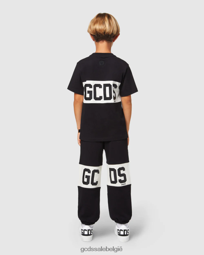 Junior T-shirt met logoband kinderen GCDS zwart kleding 4600VF710