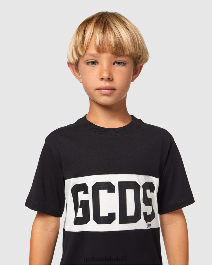 Junior T-shirt met logoband kinderen GCDS zwart kleding 4600VF710