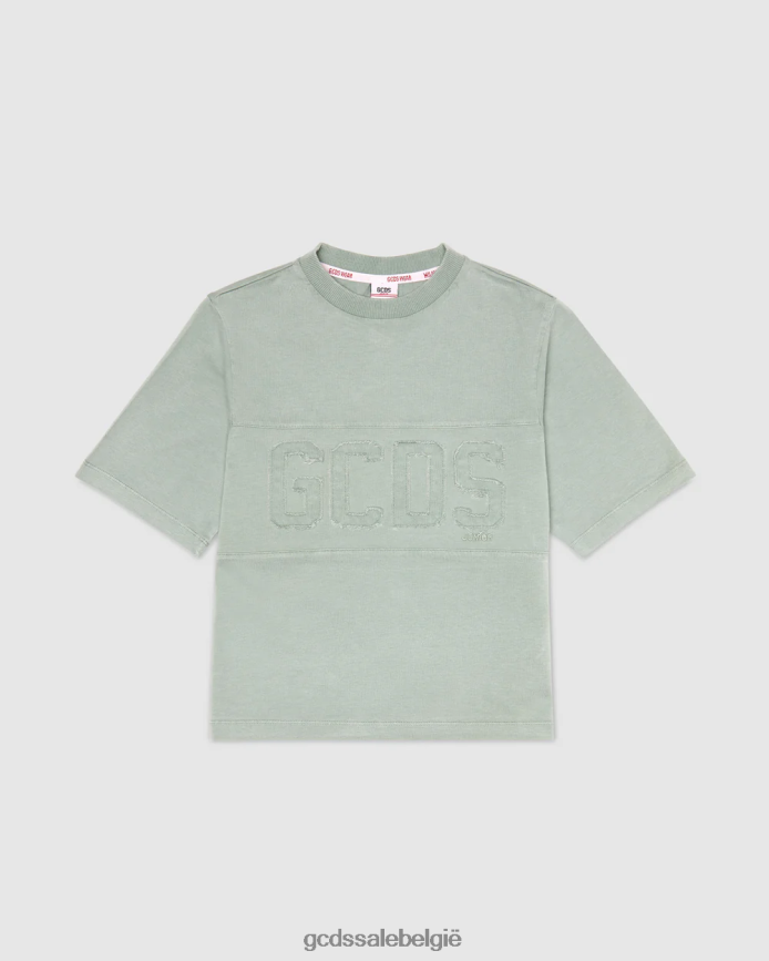 Junior overdyed T-shirt met logoband kinderen GCDS groente kleding 4600VF707