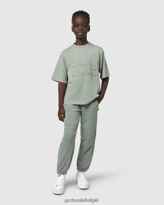 Junior overdyed T-shirt met logoband kinderen GCDS groente kleding 4600VF707