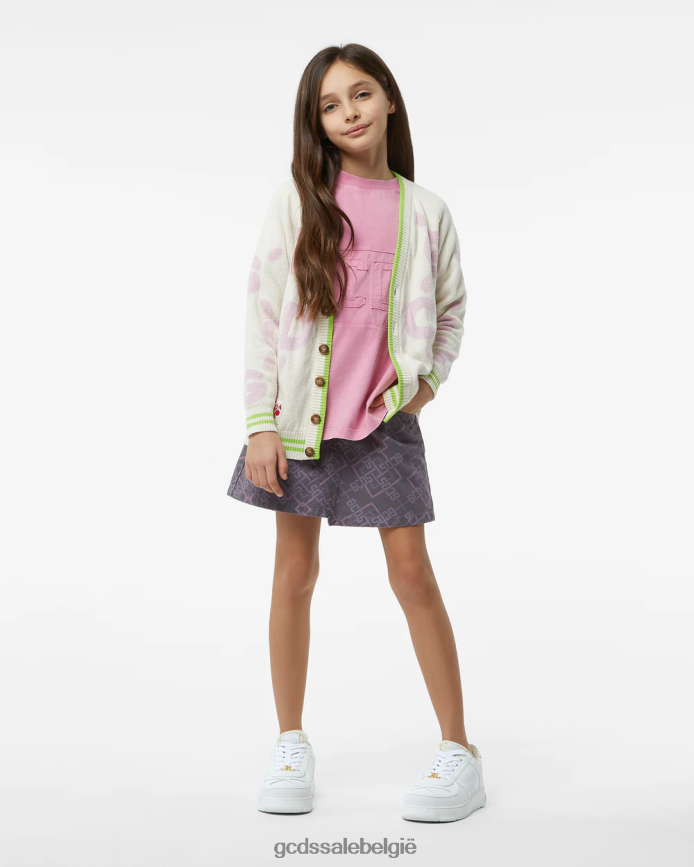Junior overdyed T-shirt met logoband kinderen GCDS roze kleding 4600VF790