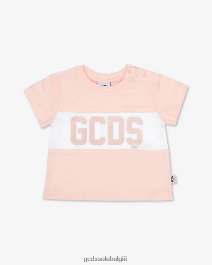 T-shirt met babylogoband kinderen GCDS parel roos kleding 4600VF635