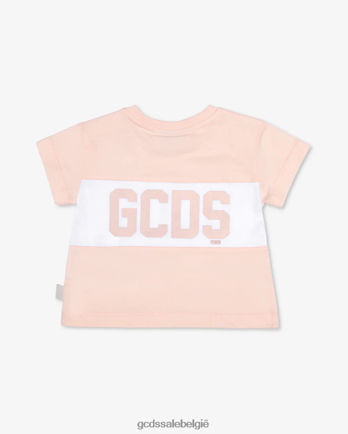 T-shirt met babylogoband kinderen GCDS parel roos kleding 4600VF635