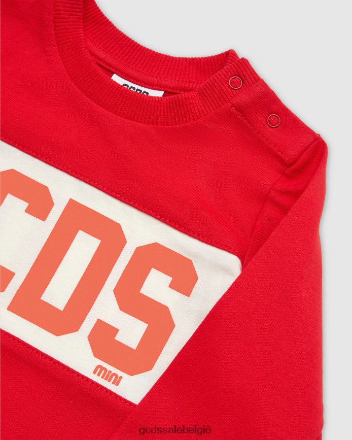 T-shirt met babylogoband kinderen GCDS rood kleding 4600VF633