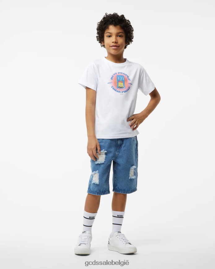 junior SpongeBob drukke mensen t-shirt kinderen GCDS wit kleding 4600VF715