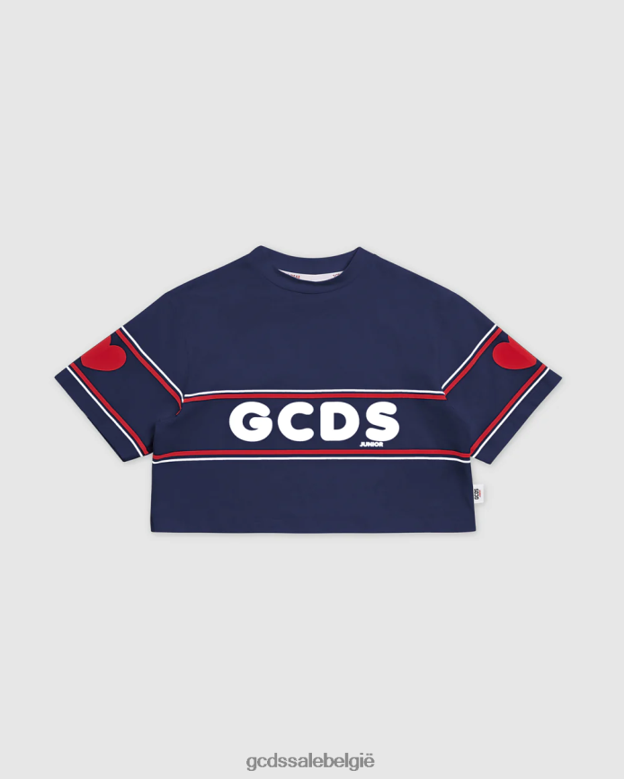junior crop-logo-t-shirt kinderen GCDS donkerblauw kleding 4600VF791