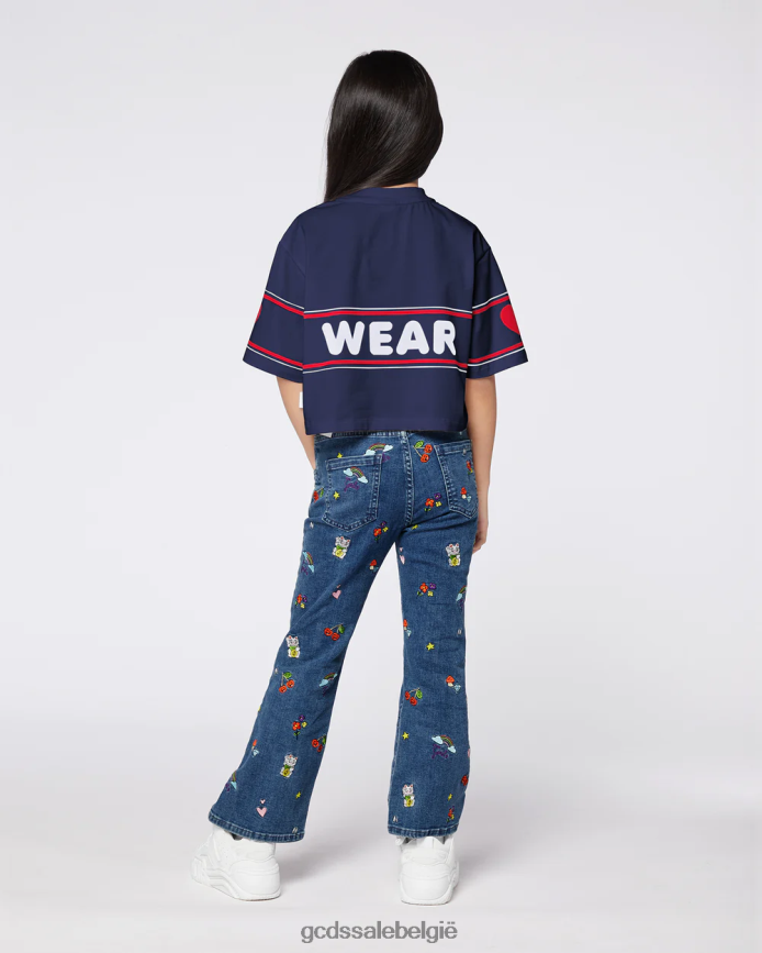 junior crop-logo-t-shirt kinderen GCDS donkerblauw kleding 4600VF791