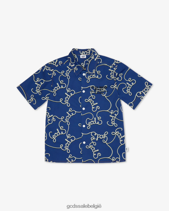 junior katoenen overhemd kinderen GCDS blauw kleding 4600VF731