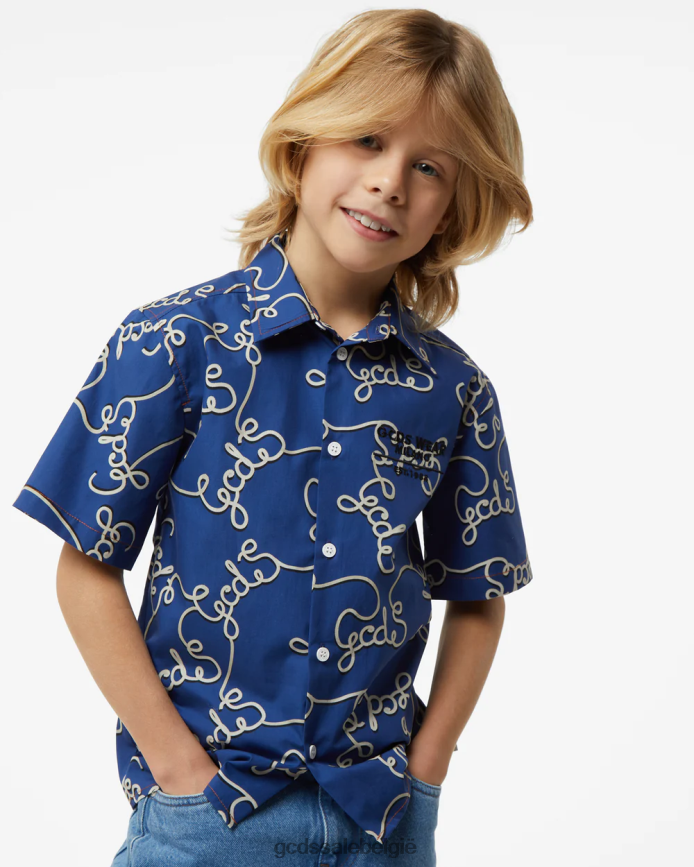 junior katoenen overhemd kinderen GCDS blauw kleding 4600VF731