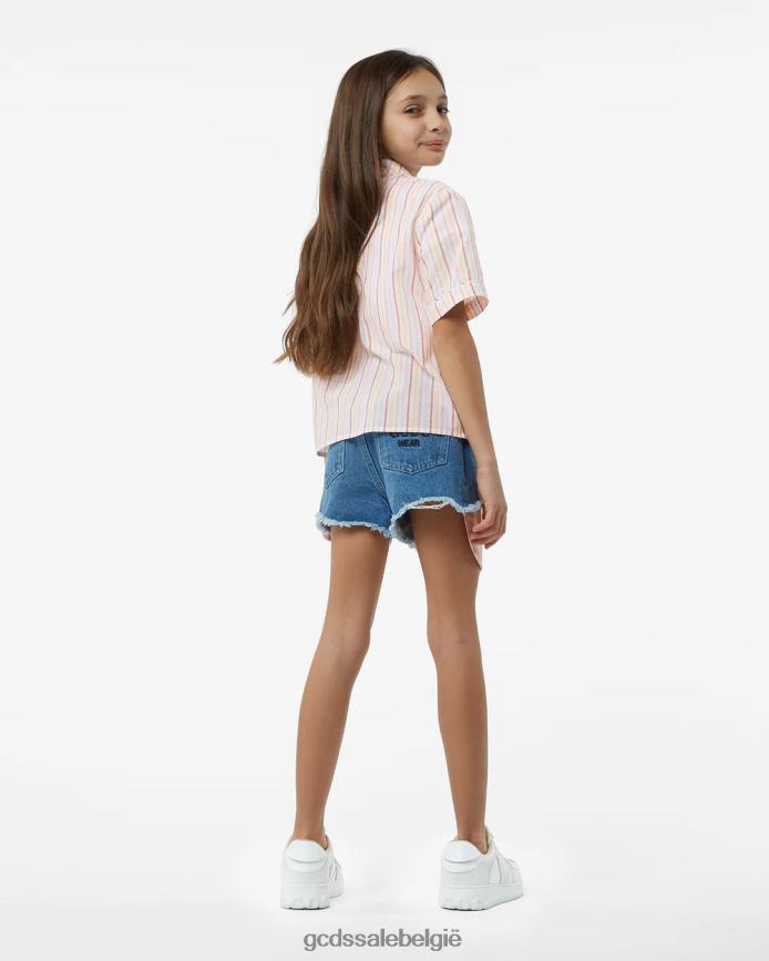 junior kersengestreept katoenen overhemd kinderen GCDS roze kleding 4600VF798