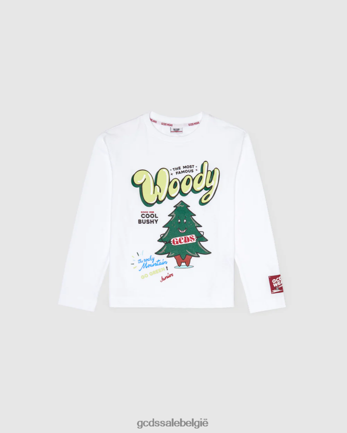 junior kerst t-shirt met lange mouwen kinderen GCDS wit kleding 4600VF713