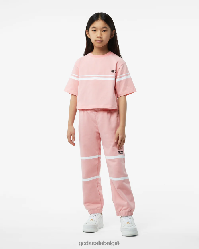 junior laag logo-t-shirt kinderen GCDS roze kleding 4600VF794