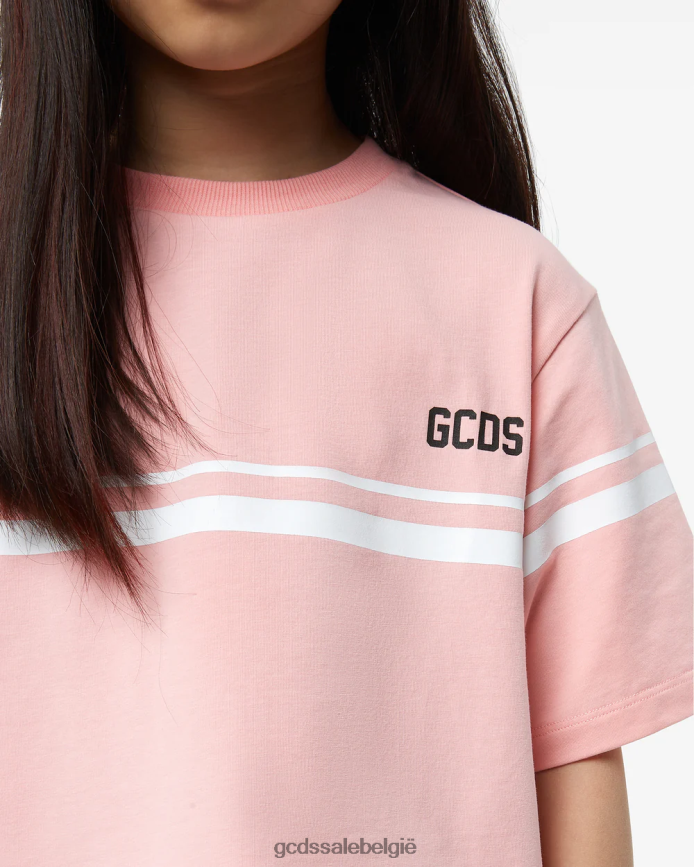 junior laag logo-t-shirt kinderen GCDS roze kleding 4600VF794