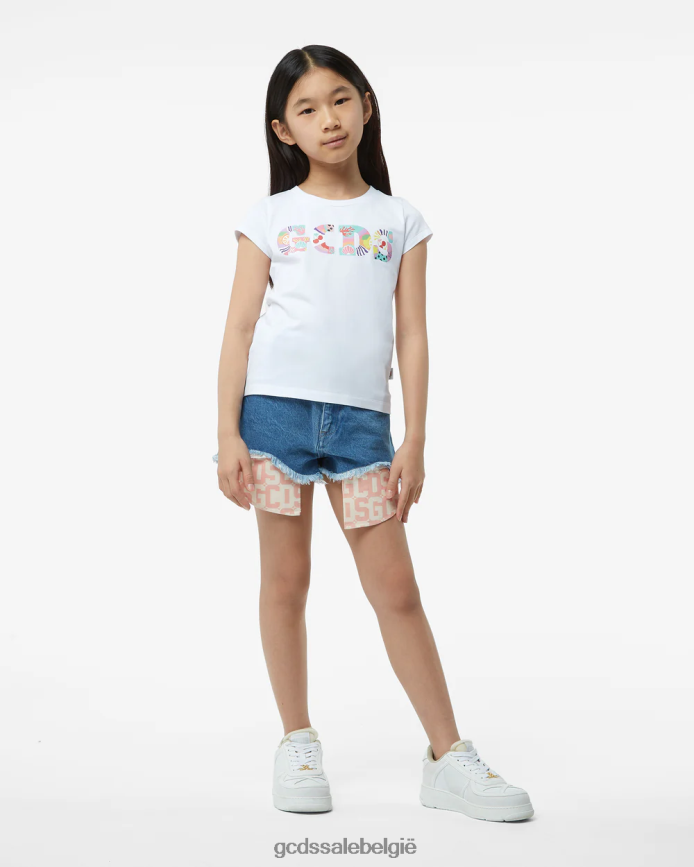junior patchwork t-shirt kinderen GCDS wit kleding 4600VF793