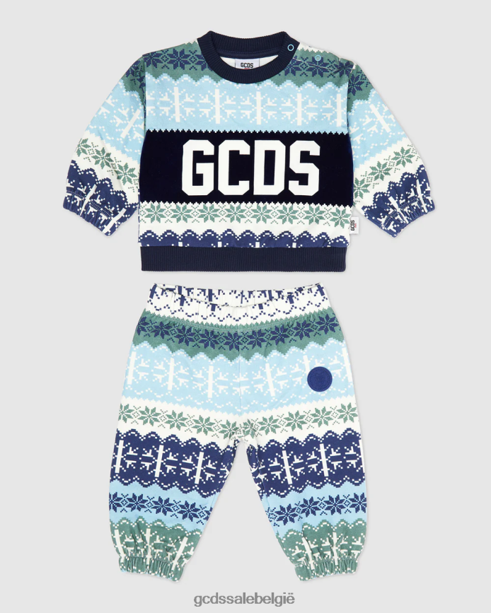 Kerst trainingspak met babylogoband kinderen GCDS blauw kleding 4600VF596