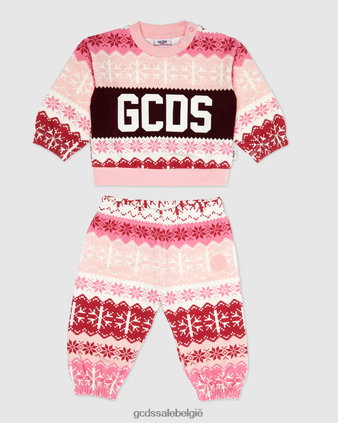 Kerst trainingspak met babylogoband kinderen GCDS roze kleding 4600VF593