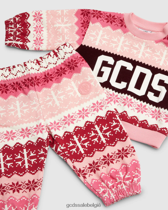 Kerst trainingspak met babylogoband kinderen GCDS roze kleding 4600VF593