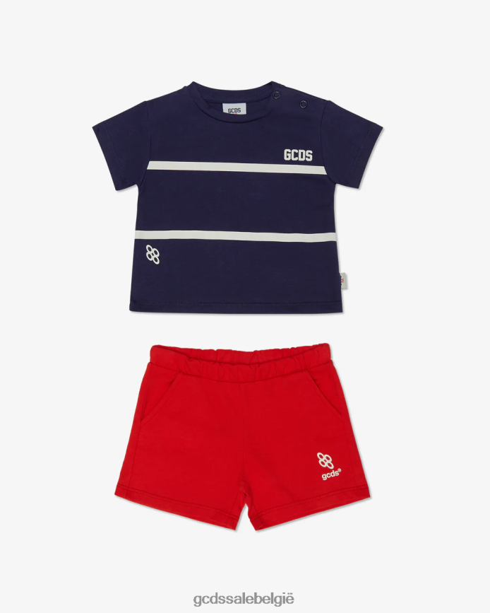 baby trainingspak met lage bandlogo kinderen GCDS blauw rood kleding 4600VF603