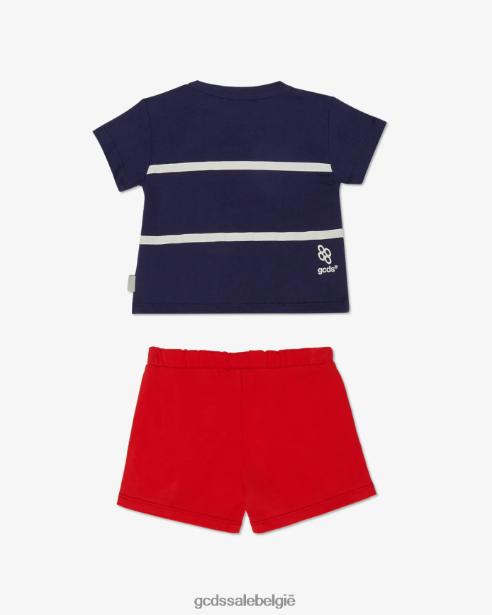 baby trainingspak met lage bandlogo kinderen GCDS blauw rood kleding 4600VF603