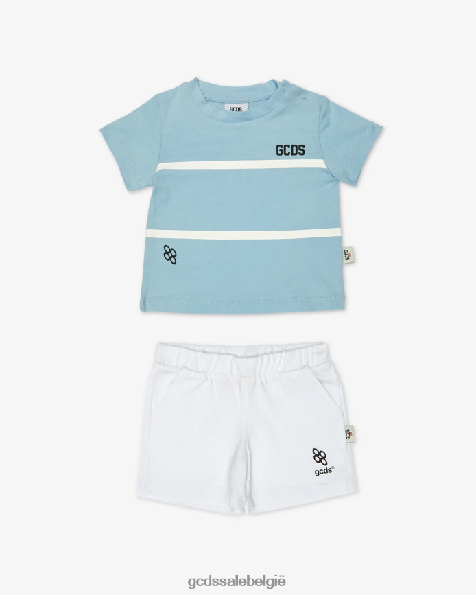 baby trainingspak met lage bandlogo kinderen GCDS engel blauw/wit kleding 4600VF602