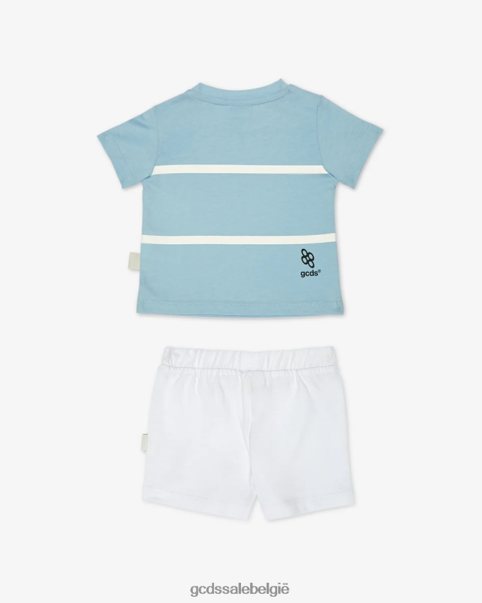 baby trainingspak met lage bandlogo kinderen GCDS engel blauw/wit kleding 4600VF602