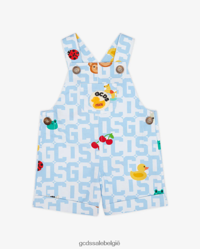 babymonogram dieren tuinbroek kinderen GCDS lichtblauw kleding 4600VF608