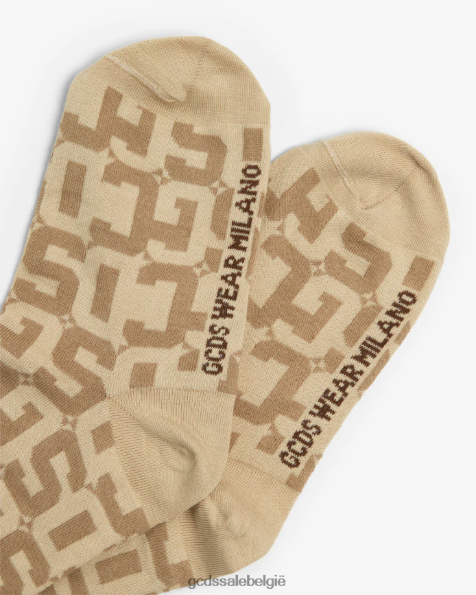 jacquardsokken met monogram vrouwen GCDS beige accessoire 4600VF545