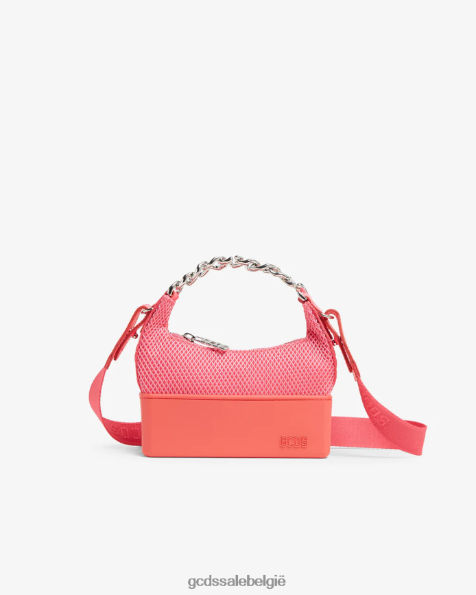 matilda mesh kleine tas vrouwen GCDS roze fluo accessoire 4600VF536