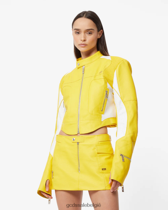 Leren jack van sponsbob vrouwen GCDS geel kleding 4600VF315