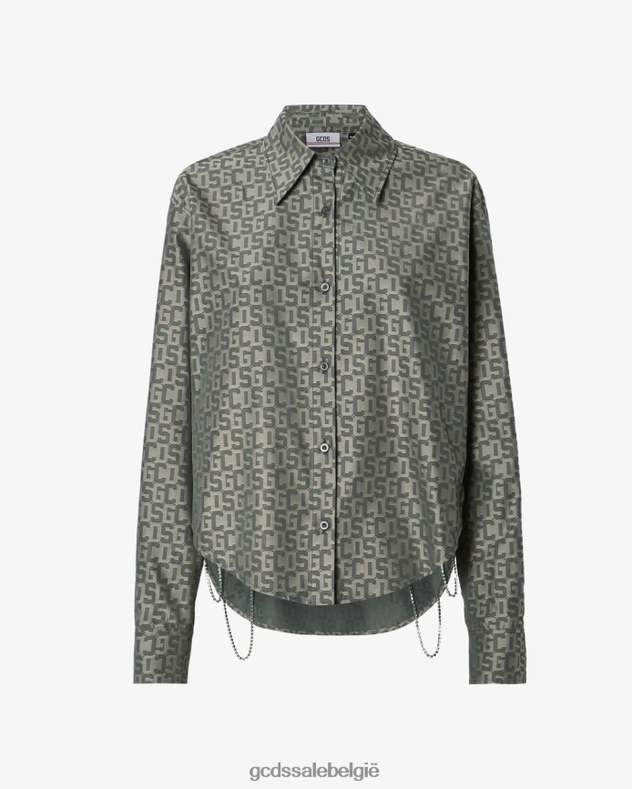 Overshirt met monogram vrouwen GCDS militair groen kleding 4600VF318