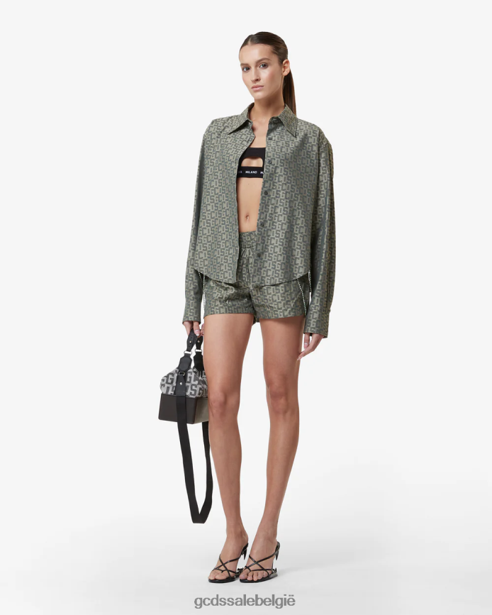 Overshirt met monogram vrouwen GCDS militair groen kleding 4600VF318