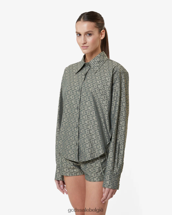 Overshirt met monogram vrouwen GCDS militair groen kleding 4600VF318