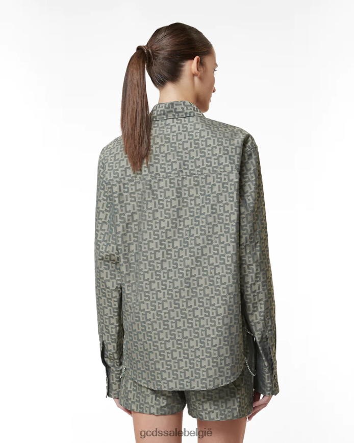 Overshirt met monogram vrouwen GCDS militair groen kleding 4600VF318