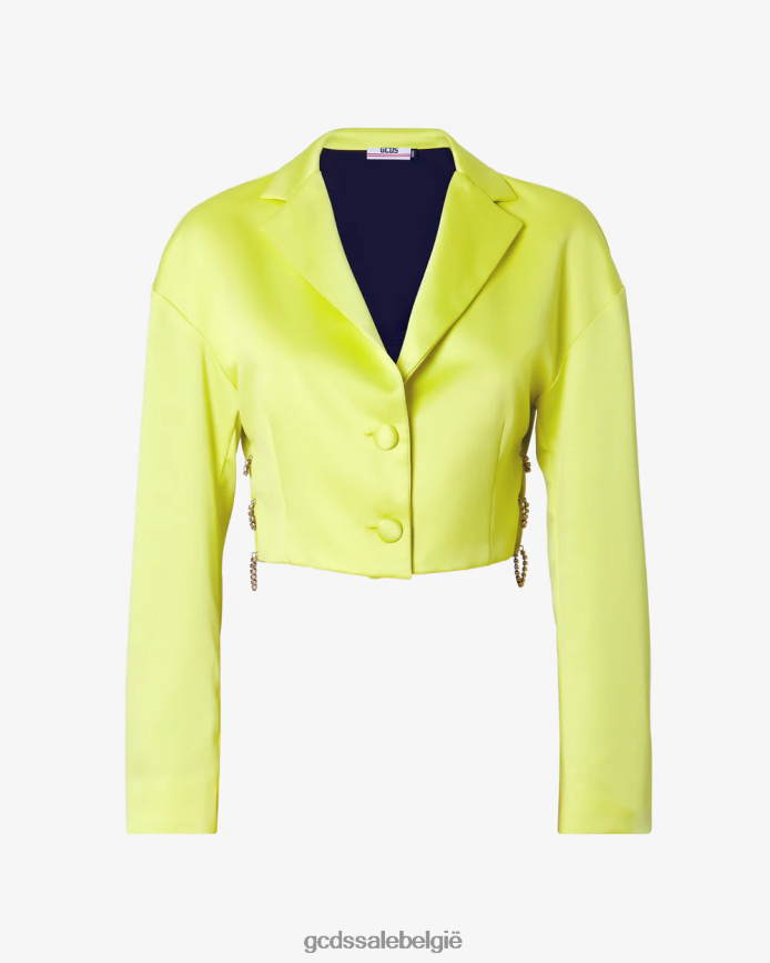 bling glanzend jasje vrouwen GCDS geel fluo kleding 4600VF317