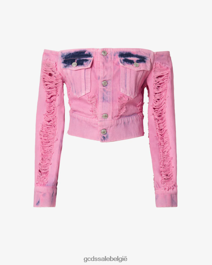 denim gerafeld jasje vrouwen GCDS roze kleding 4600VF316