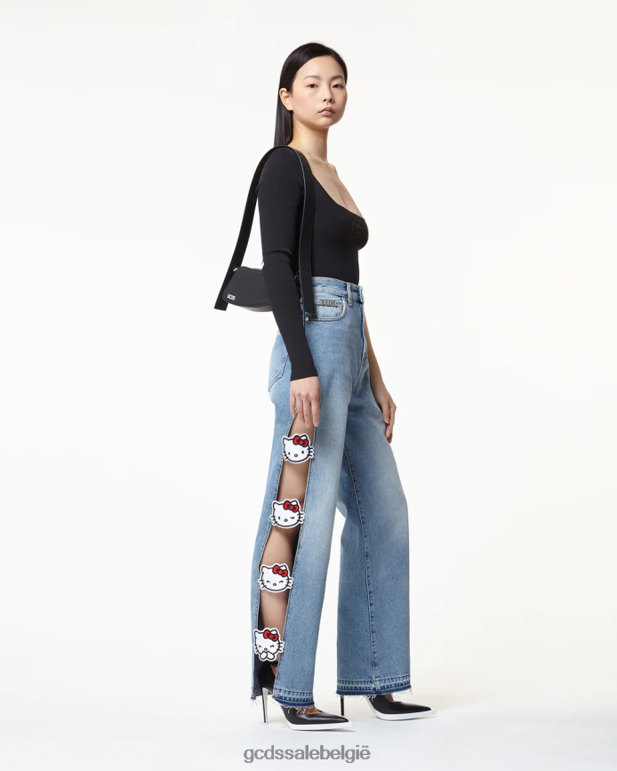 Hello Kitty herenfit denim broek vrouwen GCDS nieuw lichtblauw kleding 4600VF454