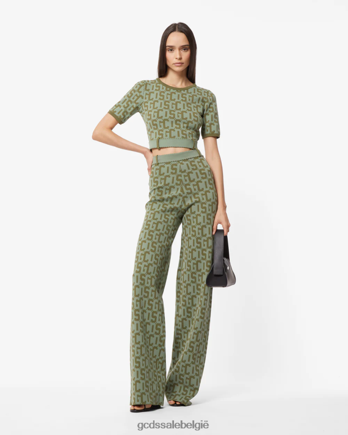 Matilda monogram broek vrouwen GCDS militair groen kleding 4600VF440