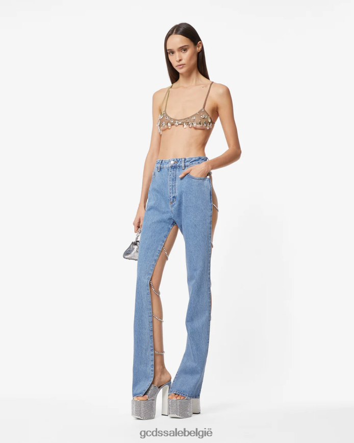 bling denim broek vrouwen GCDS nieuw lichtblauw kleding 4600VF446