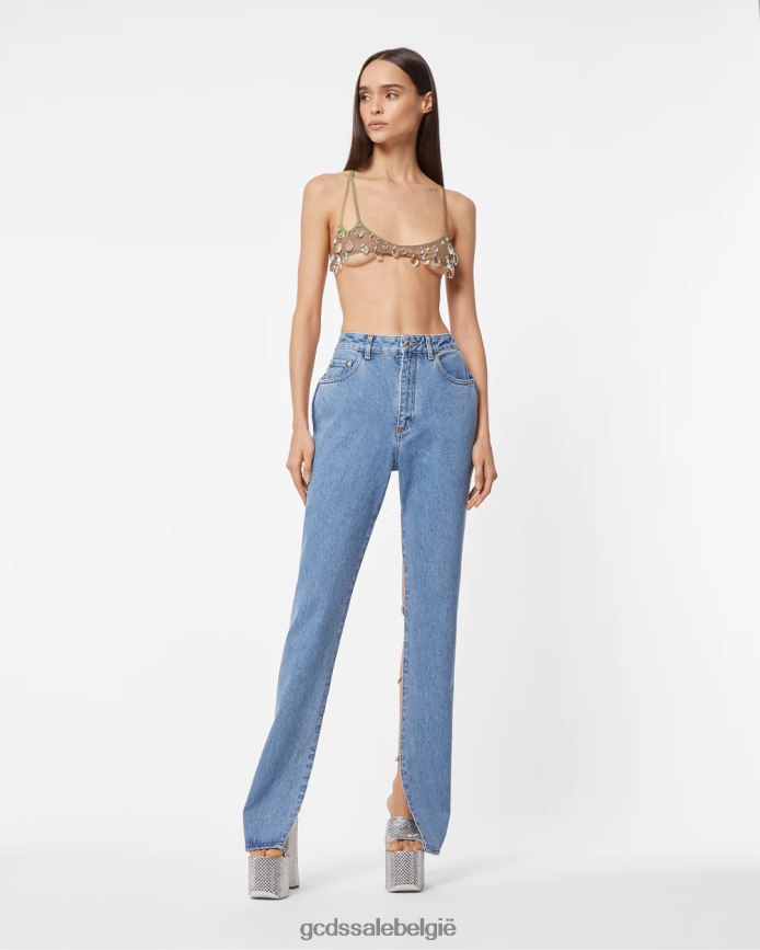 bling denim broek vrouwen GCDS nieuw lichtblauw kleding 4600VF446