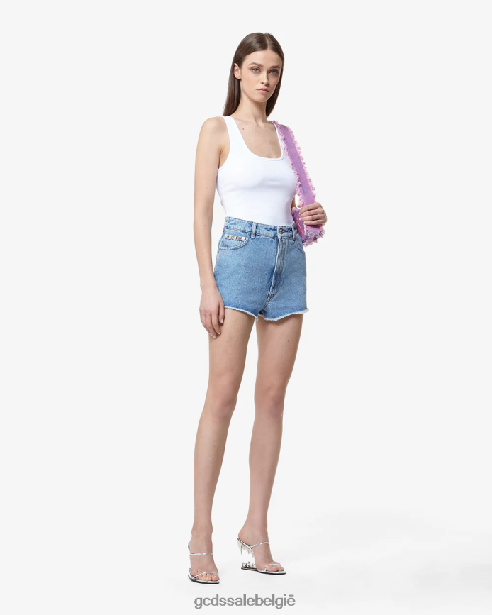 bling denim shorts vrouwen GCDS nieuw lichtblauw kleding 4600VF458
