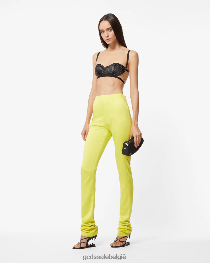 bling glanzende skinny broek vrouwen GCDS geel fluo kleding 4600VF442