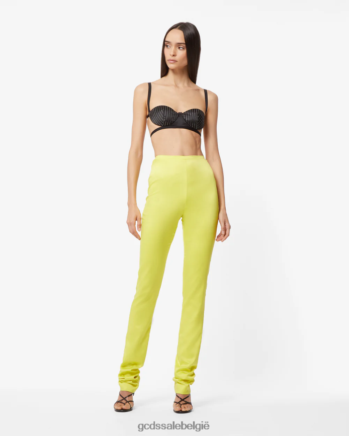 bling glanzende skinny broek vrouwen GCDS geel fluo kleding 4600VF442