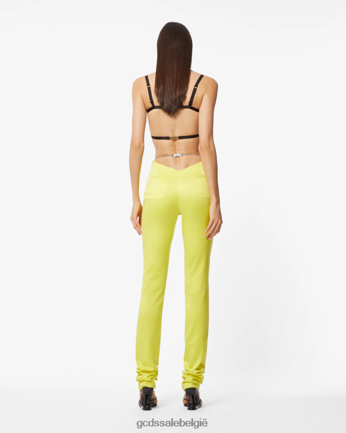bling glanzende skinny broek vrouwen GCDS geel fluo kleding 4600VF442