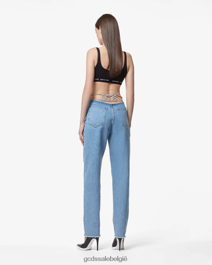 choker-denimbroek vrouwen GCDS nieuw lichtblauw kleding 4600VF447