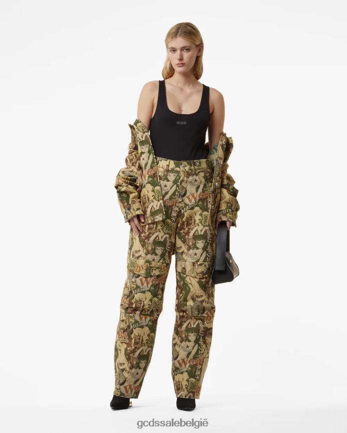 hentai cargobroek vrouwen GCDS militair groen kleding 4600VF444